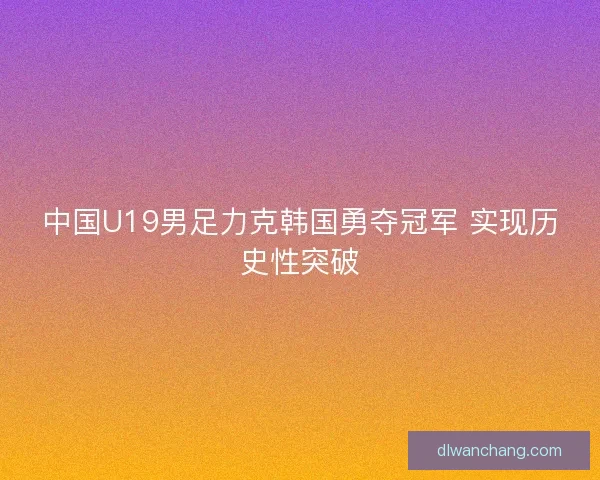 中国U19男足力克韩国勇夺冠军 实现历史性突破